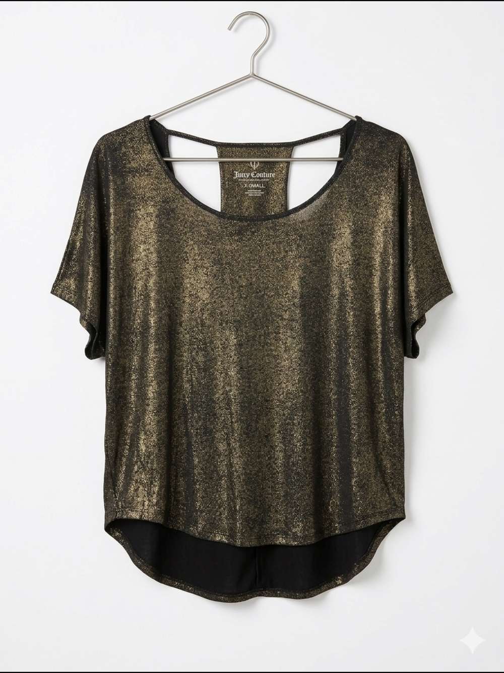 Juicy Couture Metallic Gold Shimmer Strappy Back Top - Kesha Vibes - XS